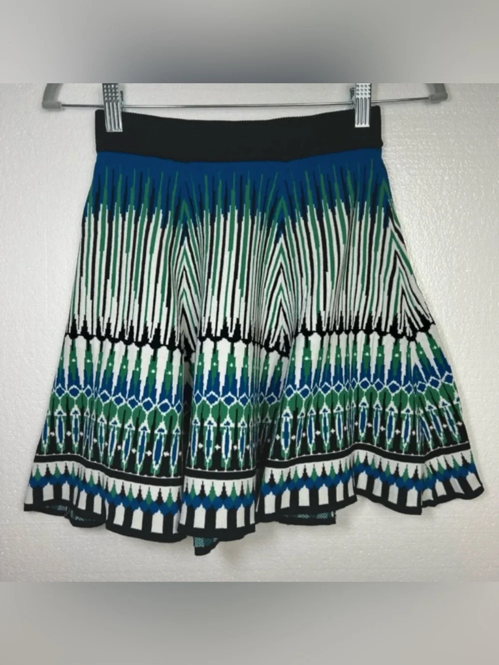 Torn by Ronny Kobo Anabella mosaic jacquard knit mini skirt size XS